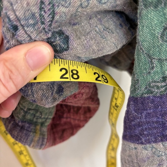 Linen Patchwork Button Front Jacket Size L - Picture 3 of 9